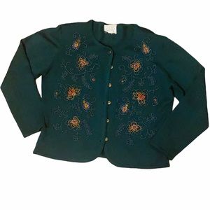 Vintage Susan Bristol Beaded Wool Blend Sweater
